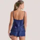 Milena by Paris Γυναικείο Σετ Babydoll Πιτζάμα Ζακάρ Σατέν Μπλέ Σκούρο Blue dark 004189