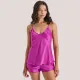 Milena by Paris Γυναικείο Σετ Babydoll Πιτζάμα Ζακάρ Σατέν Magenta 004189