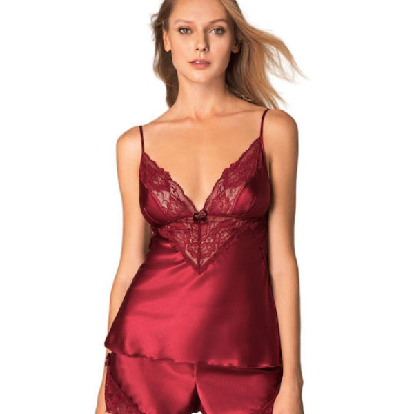 Milena by Paris Babydoll Σατέν Σετ με Δαντέλα Πράσινο 004165