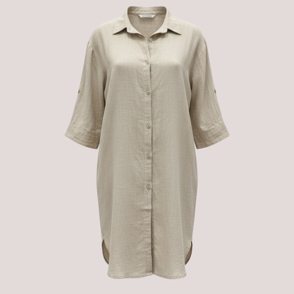 Γυναικείο Plus size καφτάνι Viscose  μέχρι το γόνατο μονόχρωμο Μπεζ Plus sizes green One size απο XL έως 3XL SP262953 Beige 