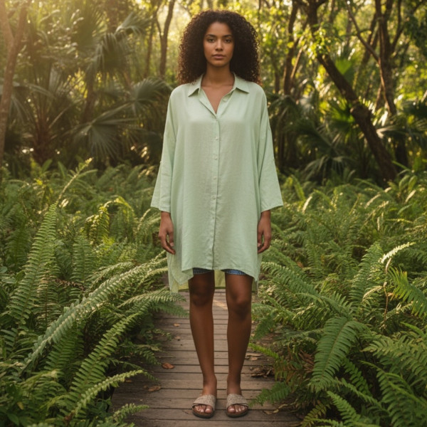 Γυναικείο Plus size καφτάνι Viscose  μέχρι το γόνατο μονόχρωμο Πράσινο Plus sizes green One size απο XL έως 3XL SP262953 green