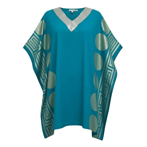 Swarna Γυναικείο Oversized καφτάνι φόρεμα σμαραγδί με πουλιες χρυσές κεντημένες  & σχέδια σε χρυσό  One size SW-15095
