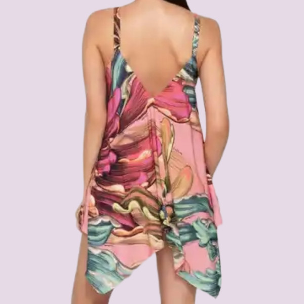 Luna Γυναικείο Καφτάνι φόρεμα mini για την θάλασσα Beachwear UNIQUE 94558 Musa