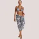 Bilitis Γυναικείο Παρεό εμπριμέ 100% viscose Pacifica Μπλέ & Λευκό με χρυσές & ασημένιες λεπτομέρειες  Luxury collection 8295