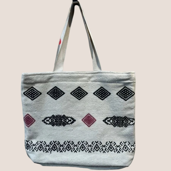  Γυναικεία τσάντα θαλάσσης Μεγάλη με φερμουάρ Μπέζ με σχέδια BK-256 Beige