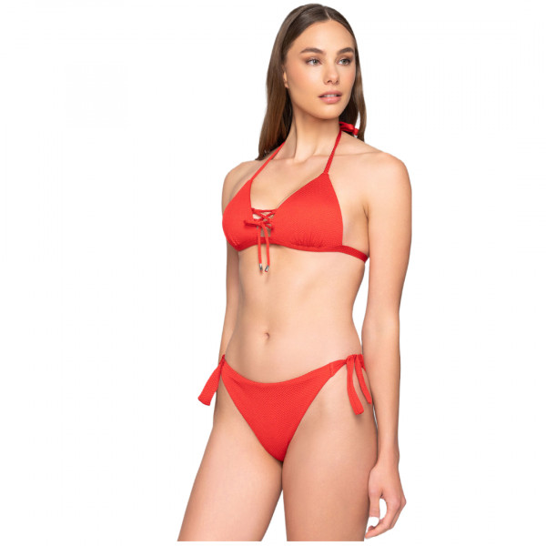 Luna Κόκκινο Bikini Σλίπ Μαγιό Κλασικό με Κορδόνια Candy 94094