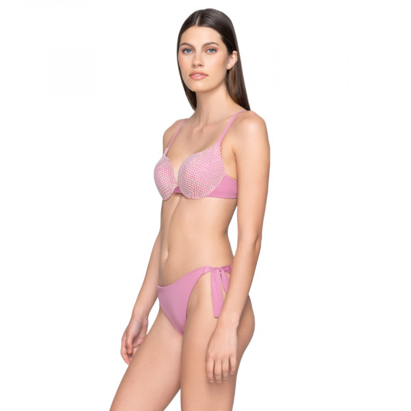 Luna Bikini Δετό Σλίπ με Κορδόνια Ρόζ Απαλό 94124