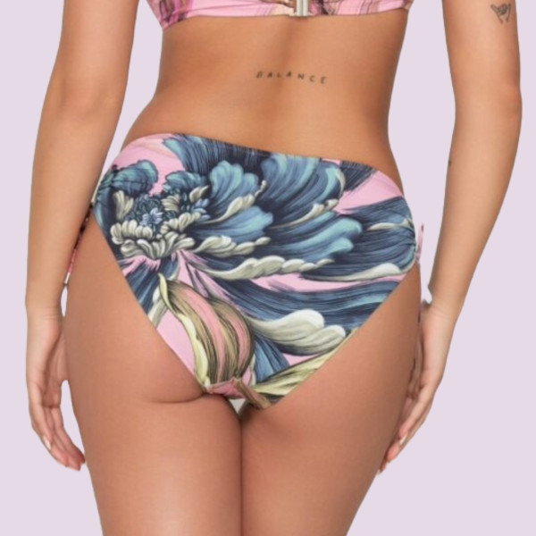 Luna Γυναικείο Μαγιό Musa Σλιπ Ψηλόμεσο με ρυθμιζόμενα κορδόνια Ροζ φλοράλ λεπτομέρειες summer collection 94556