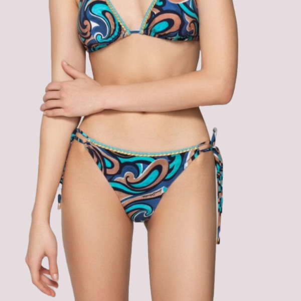 Luna Γυναικείο Μαγιό Drop Slip Brazil με κορδόνια μπλέ  Swimwear Summer collection 94614