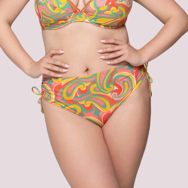 Luna Γυναικείο Μαγιό Drop Slip ψηλόμεσο με ρυθμιζόμενα κορδόνια Κοραλί summer collection 94617