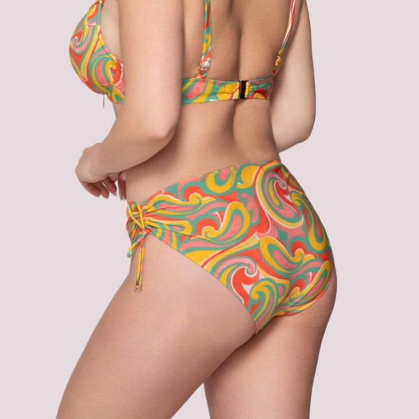 Luna Γυναικείο Μαγιό Drop Slip ψηλόμεσο με ρυθμιζόμενα κορδόνια Κοραλί summer collection 94617