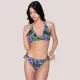 Luna Γυναικείο Μαγιό Slip δετό Blossom Tropical print μωβ & πράσινους τόνους με λάμψη Summer Collection 94725