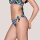 Luna Γυναικείο Μαγιό Slip δετό Blossom Tropical print μωβ & πράσινους τόνους με λάμψη Summer Collection 94725