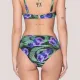 Luna Γυναικείο Μαγιό Slip Ψηλόμεσο Blossom Tropical print μωβ & πράσινους τόνους με λάμψη Summer Collection 94726