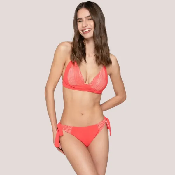 Luna Γυναικείο Bottom σλιπ δετό μαγιό AURA   Summer Collection 94884 Κοραλί Coral