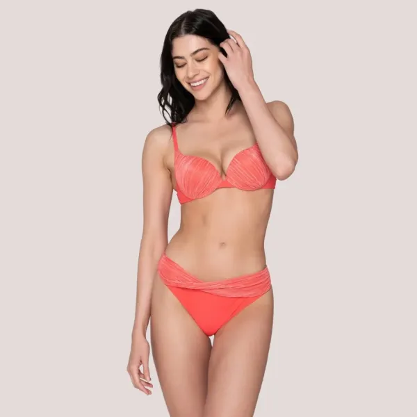 Luna Γυναικείο Bottom slip ψηλόμεσο μαγιό AURA   Summer Collection 94885 Coral Κοραλί
