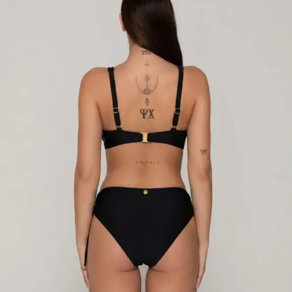 Luna  Γυναικείο Slip μαγιό μαύρο  ψηλόμεσο Gold swimwear summer collection 94657 black