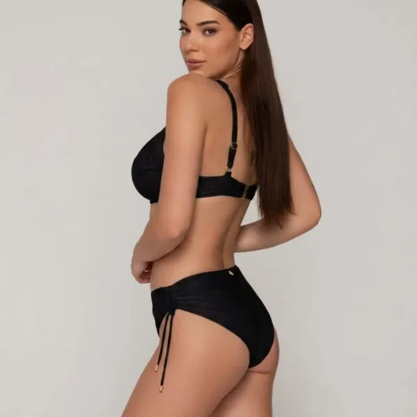 Luna  Γυναικείο Slip μαγιό μαύρο  ψηλόμεσο Gold swimwear summer collection 94657 black