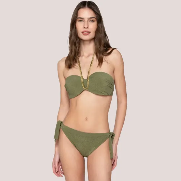 Luna Γυναικείο Μαγιό Σλιπ δετό Fresh summer collection Χακί Khaki 94906