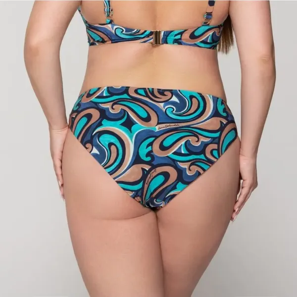 Luna Γυναικείο Μαγιό Drop Slip ψηλόμεσο 5 cm μπλέ με τερακόττα summer collection 94616