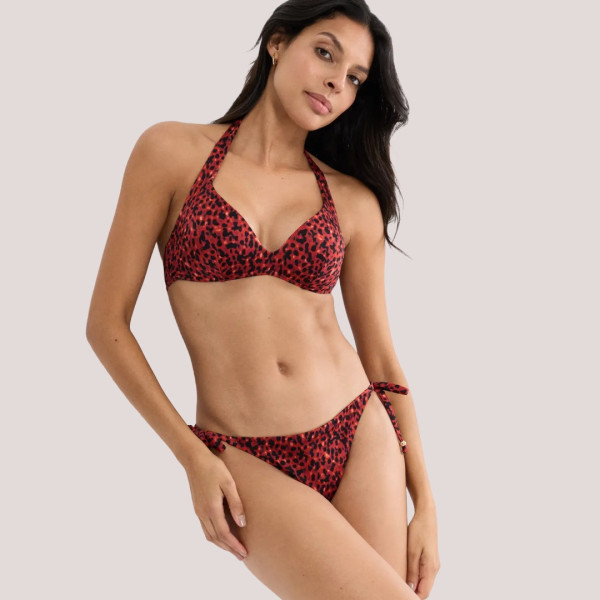 Triumph Γυναικείο Slip δετό bottom μαγιό με animal print τύπωμα σε αποχρωσεις του έντονου πορτοκαλί δετό  10226526.0033/33