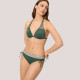 Ysabel Mora Γυναικείο μαγιό Slip ψηλόμεσο με μπάσκα & ρυθμιζόμενα κορδόνια κλασικό πικέ Ikat Green 83372