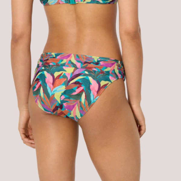Ysabel Mora Γυναικείο Μαγιό Slip ψηλόμεσο shaping με σούρες πολύχρωμο με σχέδια leaves 83430
