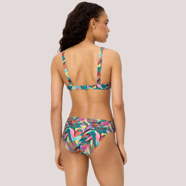 Ysabel Mora Γυναικείο Μαγιό Slip ψηλόμεσο shaping με σούρες πολύχρωμο με σχέδια leaves 83430