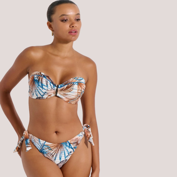 Bilitis Γυναικείο Set strapless μαγιώ Bellissima με χρυσές gold λεπτομέρειες Tropical μπλέ & μπρονζε BE002 Luxury Collection