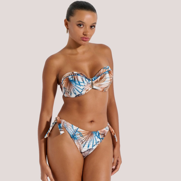 Bilitis Γυναικείο Set strapless μαγιώ Bellissima με χρυσές gold λεπτομέρειες Tropical μπλέ & μπρονζε BE002 Luxury Collection