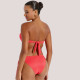 Bilitis Γυναικείο set bikini strapples με κούμπωμα & δετό σλίπ  Fantasia κοραλί coral color  FA002 Luxury collection