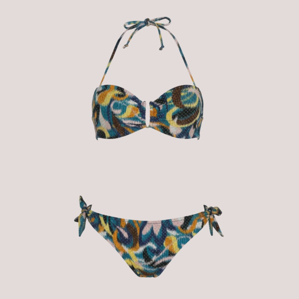 Bilitis Γυναικείο Σετ Πολύχρωμο Μαγιώ Πολυτελείας Strapless για μεγάλο στήθος ενίσχυση δετό σλιπ Portofino PO002C