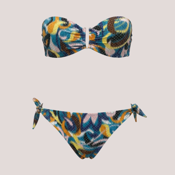 Bilitis Γυναικείο Σετ Πολύχρωμο Μαγιώ Πολυτελείας Strapless για μεγάλο στήθος ενίσχυση δετό σλιπ Portofino PO002C