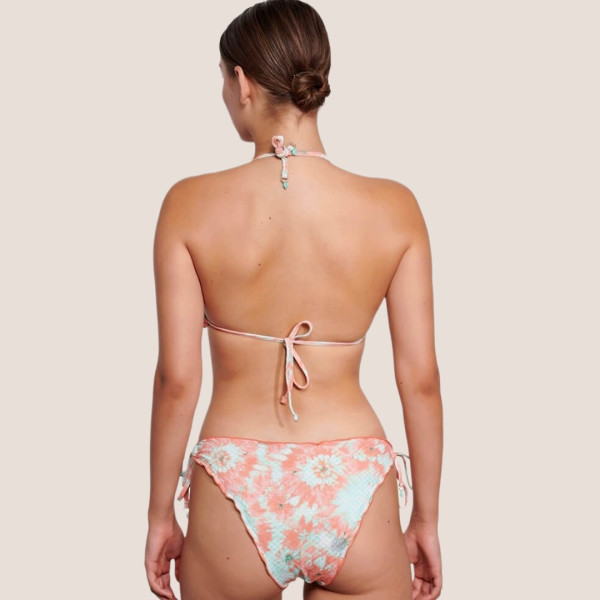 Bilitis Γυναικείο Σετ Μπικίνι Majorca Πίκο τιρκουάζ και ροζ τριγωνάκι και δετό σλιπ  Luxury swimwear MA019