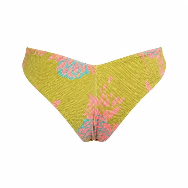 Modern Ocean Γυναικείο Set Bikini Push up δετό & brazil Λεμονί γκλίτερ με σχέδια φλοράλ σε πράσινους & ροζ χρωματισμούς C-6225