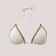 Modern Ocean swimwear Γυναικείο bikini set μαγιό γκοφρε τριγωνάκι & σλιπ με διακοσμητικές λεπτομέρειες σε αντίθεση λευκό 1651 white summer collection