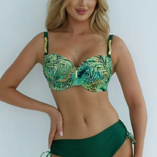 Self Γυναικείο Set bikini Tropical Jamaica 9 straples με υπέροχη ενίσχυση για μεγάλο στήθος Luxury Swimwear green tropical S730V1JA9