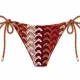 Modern Ocean Γυναικείο Set Bikini πλεκτό Τριγωνάκι με χοντρά κορδόνια  καφέ χρώμα με μπορντώ αποχρώσεις & δετό σλιπ brazil 1606
