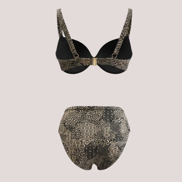 Modern Ocean Γυναικείο Set bikini Animal print ιριδίζον Μπαλκονέ για μεγάλο στήθος με ελαρυά ενίσχυση τιράντες & ψηλόμεσο σλιπ C-6396