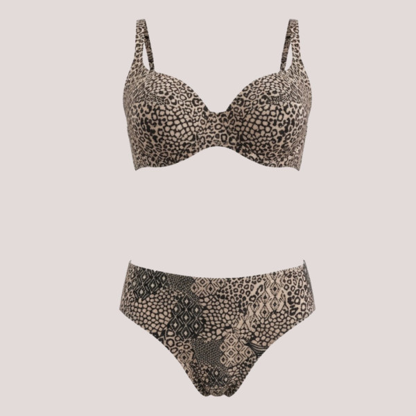 Modern Ocean Γυναικείο Set bikini Animal print ιριδίζον Μπαλκονέ για μεγάλο στήθος με ελαρυά ενίσχυση τιράντες & ψηλόμεσο σλιπ C-6396