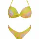 Modern Ocean Γυναικείο Set Bikini Push up δετό & brazil Λεμονί γκλίτερ με σχέδια φλοράλ σε πράσινους & ροζ χρωματισμούς C-6225