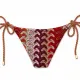 Modern Ocean Γυναικείο Set Bikini πλεκτό Τριγωνάκι με χοντρά κορδόνια  καφέ χρώμα με μπορντώ αποχρώσεις & δετό σλιπ brazil 1606