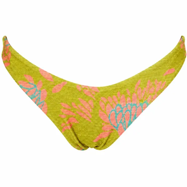 Modern Ocean Γυναικείο Set Bikini Push up δετό & brazil Λεμονί γκλίτερ με σχέδια φλοράλ σε πράσινους & ροζ χρωματισμούς C-6225