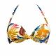 Modern Ocean Γυναικείο Set Bikini Push up δετό & brazil tropical σχέδιο χρυσό κίτρινο γκλίτερ με μπλέ γαλάζιους & μπεζ χρωματισμούς C-6225