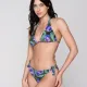 Luna Γυναικείο Μαγιό Τοπ τρίγωνο Blossom Tropical print μωβ & πράσινους τόνους με λάμψη Summer Collection 94721