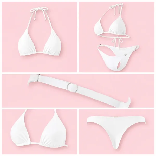 Modern Ocean Γυναικείο Set Bikini Τριγωνάκι με ρυθμιζόμενο στρινγκ σε λευκό χρώμα 9310 white
