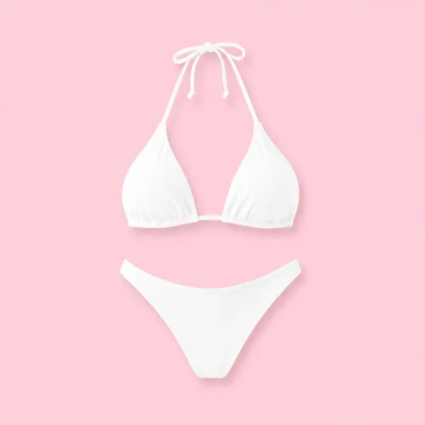 Modern Ocean Γυναικείο Set Bikini Τριγωνάκι με ρυθμιζόμενο στρινγκ σε λευκό χρώμα 9310 white