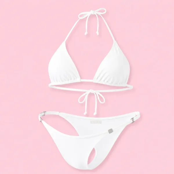 Modern Ocean Γυναικείο Set Bikini Τριγωνάκι με ρυθμιζόμενο στρινγκ σε λευκό χρώμα 9310 white