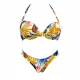 Modern Ocean Γυναικείο Set Bikini Push up δετό & brazil tropical σχέδιο χρυσό κίτρινο γκλίτερ με μπλέ γαλάζιους & μπεζ χρωματισμούς C-6225
