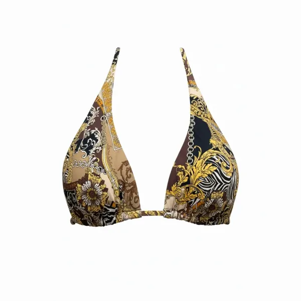 Luna Γυναικείο set bikini πολυτελείας Τριγωνάκι με τύπωμα τύπου Barocco bio wild Versace & δετό σλίπ 94401